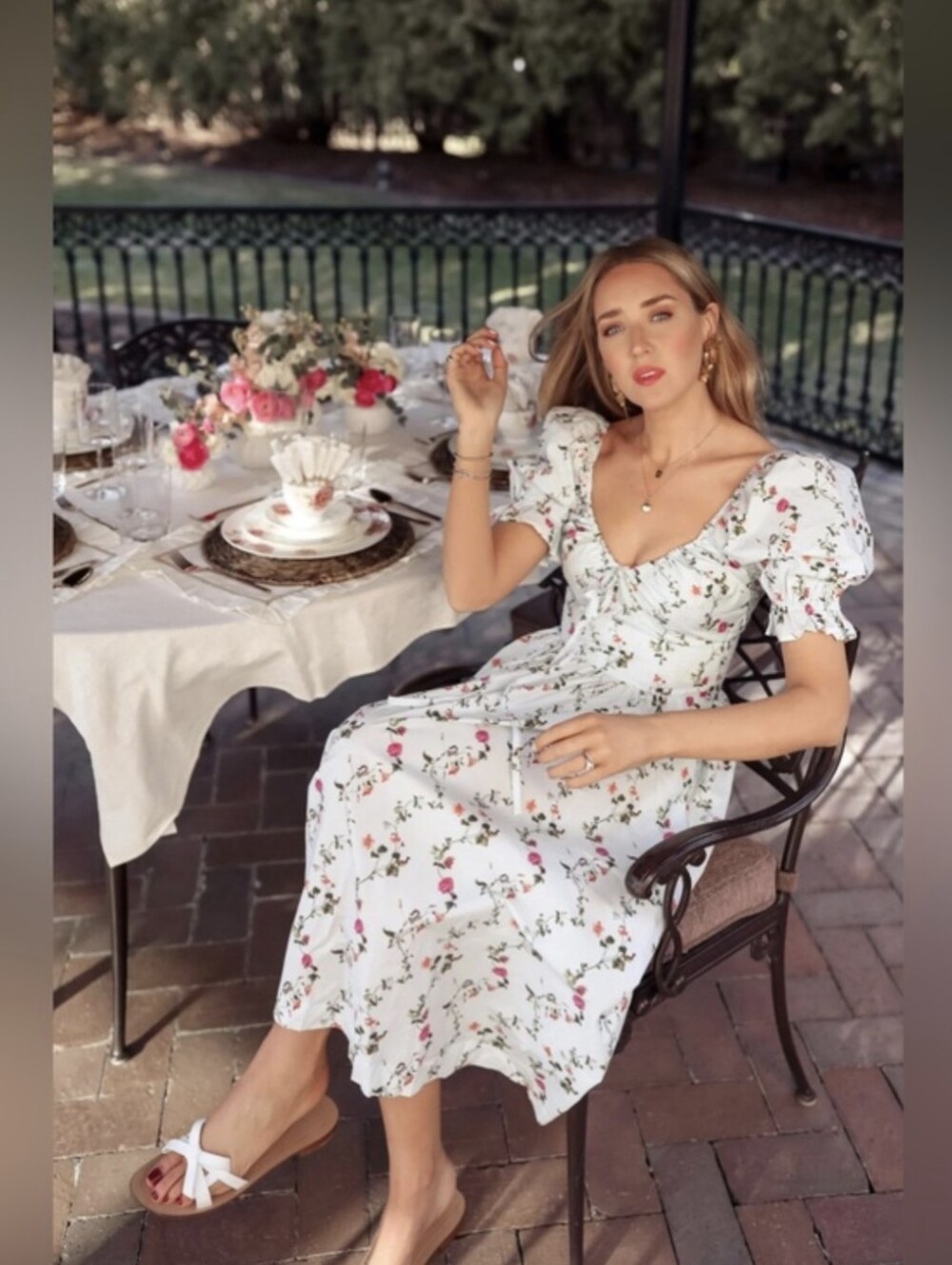 Hill House The Ophelia Dress In Pond Floral. Light Blue. Excellent Condition.